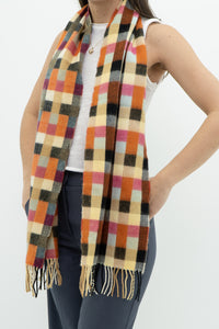 Vintage x Made in Scotland x Multicolour Gingham Pure Cashmere Scarf