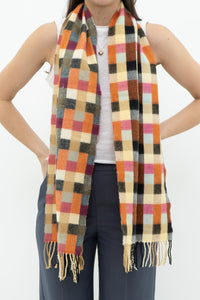 Vintage x Made in Scotland x Multicolour Gingham Pure Cashmere Scarf