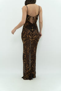 Modern x Leopard Print Semi-Sheer Maxi Dress (M)