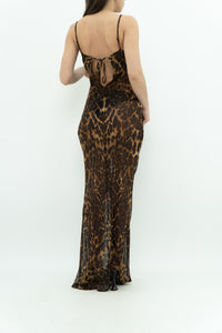 Modern x Leopard Print Semi-Sheer Maxi Dress (M)