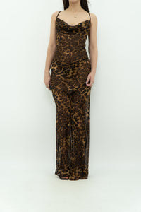 Modern x Leopard Print Semi-Sheer Maxi Dress (M)