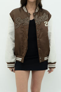 Vintage x SOUTHPOLE Brown, White Varsity Bomber (XS-M)