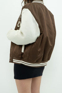 Vintage x SOUTHPOLE Brown, White Varsity Bomber (XS-M)