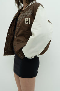 Vintage x SOUTHPOLE Brown, White Varsity Bomber (XS-M)