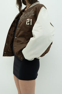 Vintage x SOUTHPOLE Brown, White Varsity Bomber (XS-M)