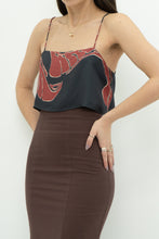 Load image into Gallery viewer, BANANA REPUBLIC x Grey, Burgundy Patterned Pure Silk Crop (XS, S)