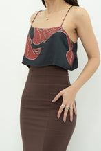 Load image into Gallery viewer, BANANA REPUBLIC x Grey, Burgundy Patterned Pure Silk Crop (XS, S)