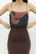 Load image into Gallery viewer, BANANA REPUBLIC x Grey, Burgundy Patterned Pure Silk Crop (XS, S)