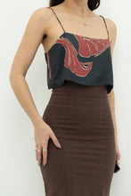 Load image into Gallery viewer, BANANA REPUBLIC x Grey, Burgundy Patterned Pure Silk Crop (XS, S)