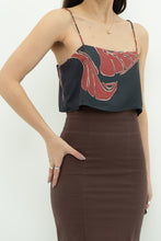 Load image into Gallery viewer, BANANA REPUBLIC x Grey, Burgundy Patterned Pure Silk Crop (XS, S)