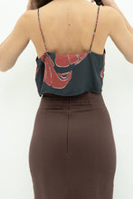 Load image into Gallery viewer, BANANA REPUBLIC x Grey, Burgundy Patterned Pure Silk Crop (XS, S)