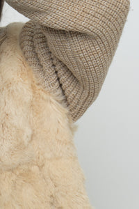Vintage x Made in Hong Kong x Beige Rabbit Fur, Knit Jacket (XS-M)