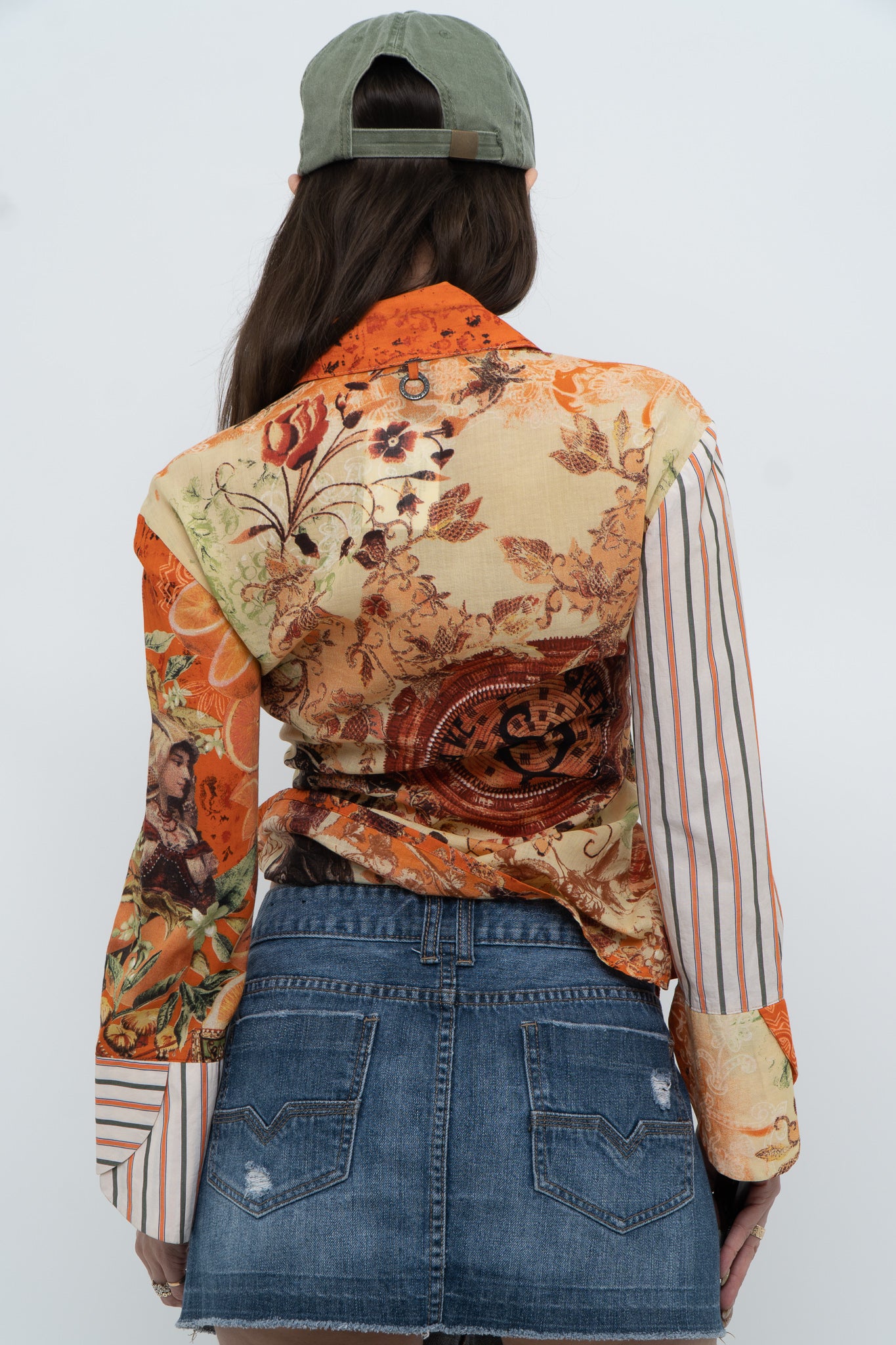 Vintage x SAVE THE QUEEN Orange Patterned Blouse (S, M)