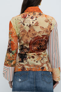 Vintage x SAVE THE QUEEN Orange Patterned Blouse (S, M)