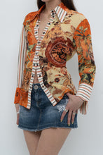Load image into Gallery viewer, Vintage x SAVE THE QUEEN Orange Patterned Blouse (S, M)
