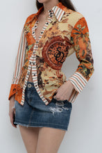 Load image into Gallery viewer, Vintage x SAVE THE QUEEN Orange Patterned Blouse (S, M)