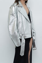 Load image into Gallery viewer, DR. WOO x Rare Silver Space Embroidered Biker Jacket (XS-L)