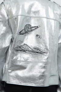 DR. WOO x Rare Silver Space Embroidered Biker Jacket (XS-L)
