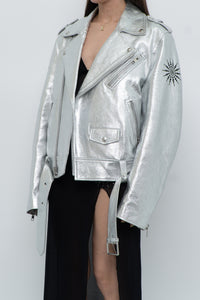 DR. WOO x Rare Silver Space Embroidered Biker Jacket (XS-L)