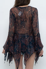 Load image into Gallery viewer, QED LONDON x Sheer Flowy Navy Floral Boheiman Top (M, L)