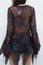 Load image into Gallery viewer, QED LONDON x Sheer Flowy Navy Floral Boheiman Top (M, L)