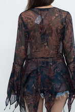 Load image into Gallery viewer, QED LONDON x Sheer Flowy Navy Floral Boheiman Top (M, L)
