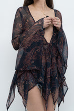 Load image into Gallery viewer, QED LONDON x Sheer Flowy Navy Floral Boheiman Top (M, L)