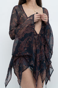 QED LONDON x Sheer Flowy Navy Floral Boheiman Top (M, L)