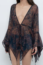 Load image into Gallery viewer, QED LONDON x Sheer Flowy Navy Floral Boheiman Top (M, L)