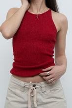 Load image into Gallery viewer, Vintage x SMART SET Red Shimmer Ribbed Knit Tank (S, M)
