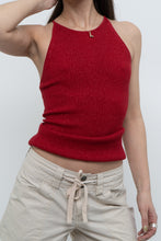 Load image into Gallery viewer, Vintage x SMART SET Red Shimmer Ribbed Knit Tank (S, M)