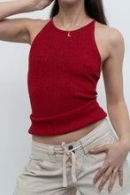Load image into Gallery viewer, Vintage x SMART SET Red Shimmer Ribbed Knit Tank (S, M)