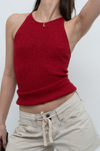 Load image into Gallery viewer, Vintage x SMART SET Red Shimmer Ribbed Knit Tank (S, M)