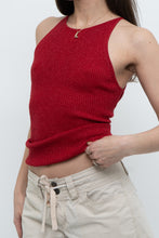 Load image into Gallery viewer, Vintage x SMART SET Red Shimmer Ribbed Knit Tank (S, M)