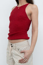 Load image into Gallery viewer, Vintage x SMART SET Red Shimmer Ribbed Knit Tank (S, M)