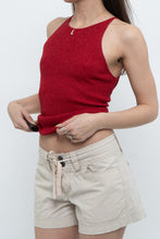 Load image into Gallery viewer, Vintage x SMART SET Red Shimmer Ribbed Knit Tank (S, M)