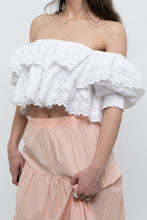 Load image into Gallery viewer, ZARA x Cotton White Off-Shoulder Cropped Bohemian Top (M, L)