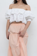 Load image into Gallery viewer, ZARA x Cotton White Off-Shoulder Cropped Bohemian Top (M, L)