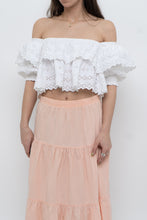 Load image into Gallery viewer, ZARA x Cotton White Off-Shoulder Cropped Bohemian Top (M, L)