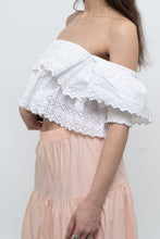 Load image into Gallery viewer, ZARA x Cotton White Off-Shoulder Cropped Bohemian Top (M, L)