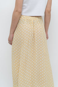 FAITHFUL THE BRAND x Yellow Dotted Midi Skirt (M)