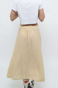 FAITHFUL THE BRAND x Yellow Dotted Midi Skirt (M)