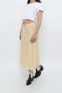 FAITHFUL THE BRAND x Yellow Dotted Midi Skirt (M)
