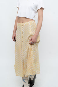 FAITHFUL THE BRAND x Yellow Dotted Midi Skirt (M)
