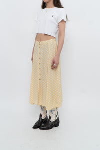 FAITHFUL THE BRAND x Yellow Dotted Midi Skirt (M)