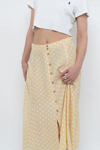 FAITHFUL THE BRAND x Yellow Dotted Midi Skirt (M)
