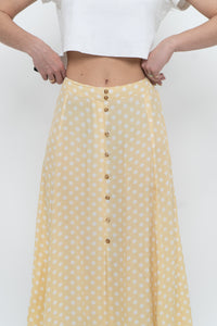 FAITHFUL THE BRAND x Yellow Dotted Midi Skirt (M)