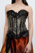 Load image into Gallery viewer, Vintage x Satin Leopard Bow Corset (XS, S)