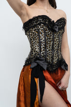 Load image into Gallery viewer, Vintage x Satin Leopard Bow Corset (XS, S)