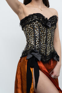 Vintage x Satin Leopard Bow Corset (XS, S)